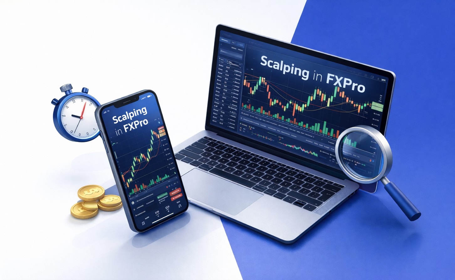 Scalping strategy on FXPro platform showing tight spreads and high-frequency trading